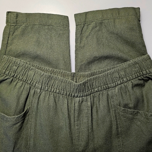 Old Navy Womens Linen Blend Ankle Pants - Olive Green - Picture 10 of 16